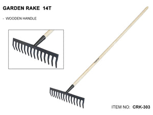 Garden Rake 14T (Wood Handle) (CRK-303)