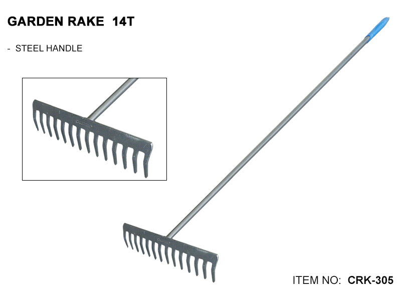 Garden Rake 14T (Steel Handle) (CRK-305)