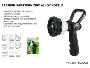 Premium 9-Pattern Zinc Alloy Nozzle (ZNC309)